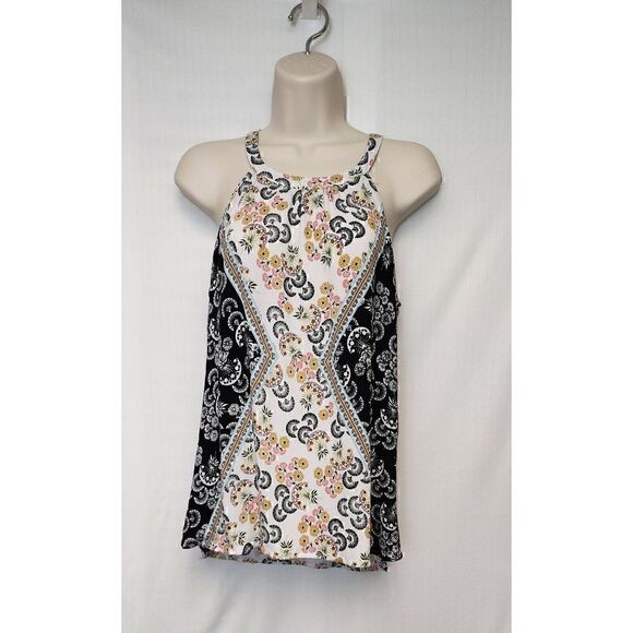 Pale Sky Sleeveless High Neck Multicolor Floral Top/Blouse Size Medium - Picture 2 of 6